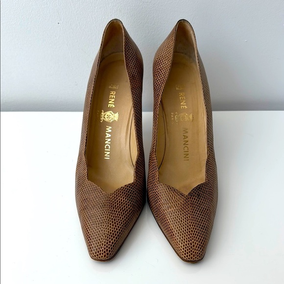 Vintage Rene Mancini Tan Textured Heels - Picture 1 of 10